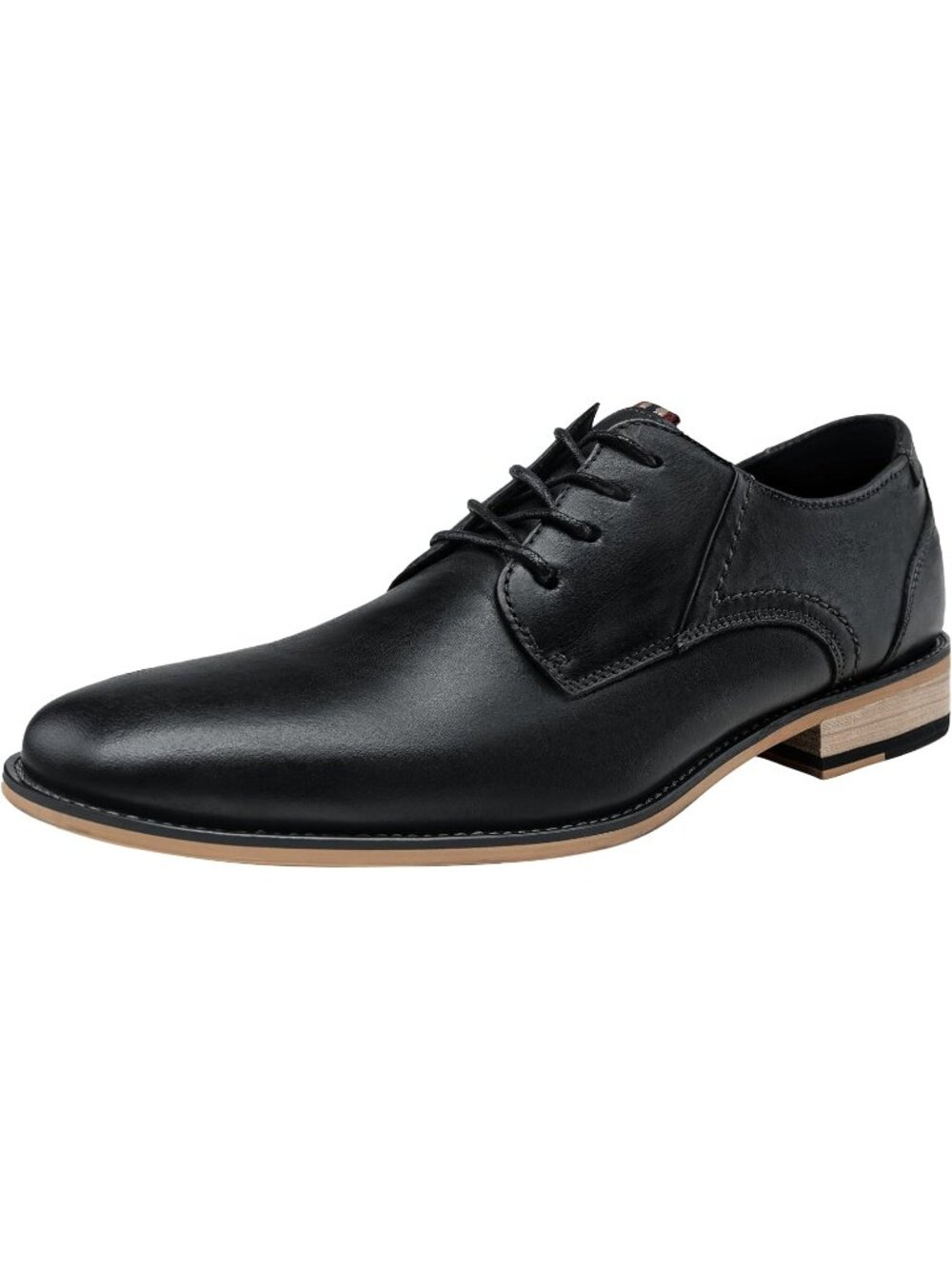 Men's Retro Black Leather Retro Plain Formal Dress Oxford Derby Shoes Causal